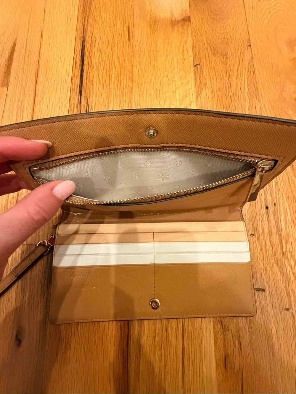 Tory Burch Tan Leather Wristlet Wallet